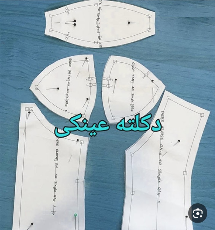 پکیج کامل وسایزبندی. جداگانه الگوی آماده دکلته سوتیینی سایز ۳۸ تا۴۶